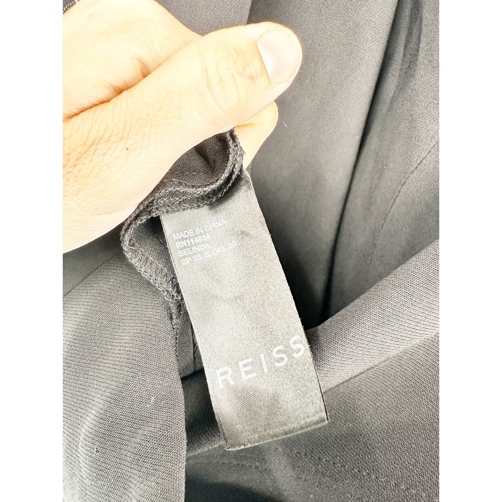 Reiss Belinda Tuxedo Halter Jumpsuit 10 Black Satin Lapel Evening Wear - Picture 3 of 6